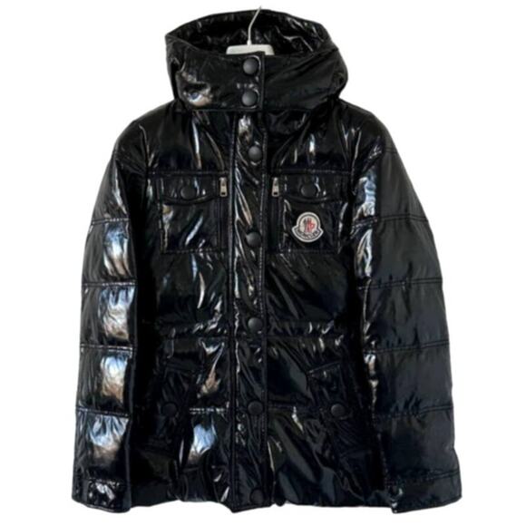 Women's Hooded Down Parka Glossy Black Size M - Picture 1 of 13